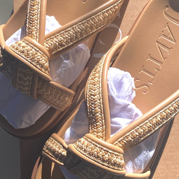 ERIC JAVITS NIB NOTTI RAFFIA PADDED SLIDE IN PEANUT Size 8 Retail $145 - Picture 8 of 10